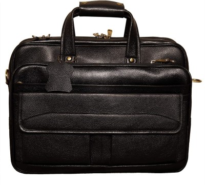 RICHSIGN Leather Accessories 16 Inch Men's Leather Laptop Office Bags Shoulder Bag(Black, 20 L)