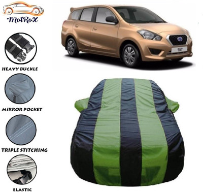 MoTRoX Car Cover For Nissan Go+ (With Mirror Pockets)(Green, Blue)
