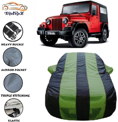 MoTRoX Car Cover For Mahindra Thar (With Mirror Pockets)(Green, Blue)