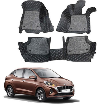 arneja trading company Leatherite 7D Mat For  Hyundai Aura(Black)