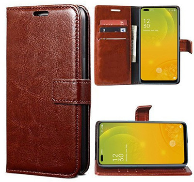 Carnage Flip Cover for OPPO F17 Pro, OPPO F17 Pro Diwali Edition(Brown, Cases with Holder, Pack of: 1)