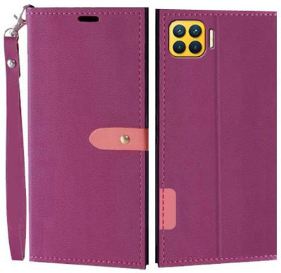 Krofty Flip Cover for OPPO F17 Pro, OPPO F17 Pro Diwali Edition(Pink, Cases with Holder, Pack of: 1)