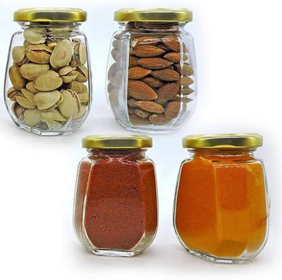 SAVORADE Glass Grocery Container  - 500 ml(Pack of 4, Clear)