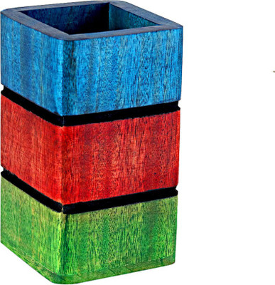 Hashcart 1 Compartments Wood Penstand(Multicolor)