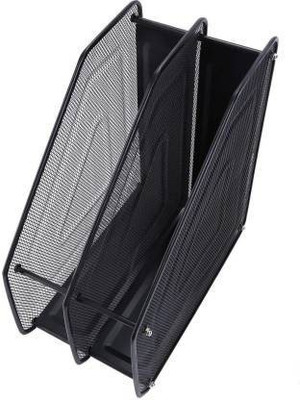 EBOFAB 1 Compartments Metal 2 Layer Metal Mesh Magazine Document Holder File Rack for Office(Black)
