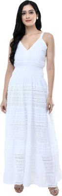 PURPURA Women Maxi White Dress