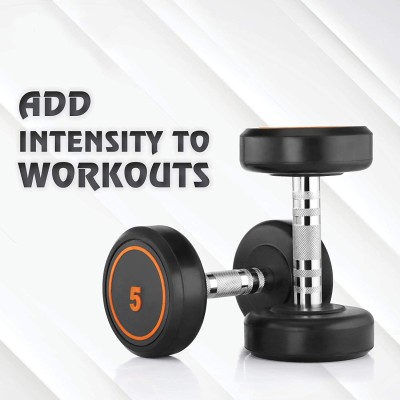 YMD Rubber Coated Round Dumbbells with Knurled Steel Grip Pair of 2.5kg Dumbbells Fixed Weight Dumbbell(10 kg)