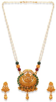 JEWELS GURU Alloy Gold-plated Green Jewellery Set(Pack of 1)