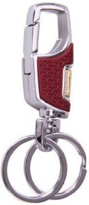Techpro Omuda Hook Locking Double Rings Metal and Leather Keychain (Brown and Silver) Key Chain