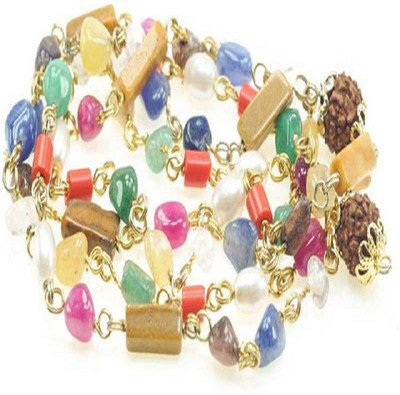 RATAN BAZAAR Navratan Stone Mala Natural 9 Gems Mala Asrological & Certified Gems for unisex Beads Stone Chain