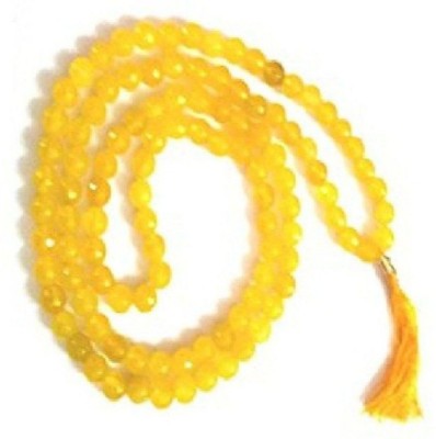 KUNDLI GEMS Yellow Sapphire Mala Pukhraj Natural Beads Certified & Astrological and Fashinable for unisex Beads Stone Chain