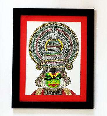 Shilpika Handmade Mandala Kathakali Acrylic 16 inch x 13 inch Painting(With Frame)