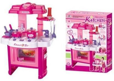 MONPARAFASHION Pink Plastic Big Kitchen Set