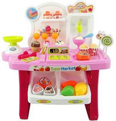 PLADIBI ENTERPRISE 34 Pcs Kids Mini Market Supermarket Play Set Multi Color