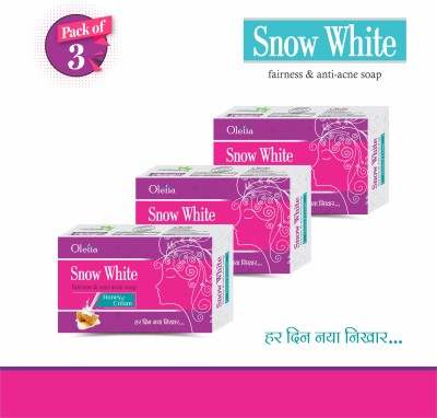 Snow White Moisturising Soap (Pack of 3) for Fairness, Stretch Marks, Pimples & Anti-Aging(3 x 75 g)