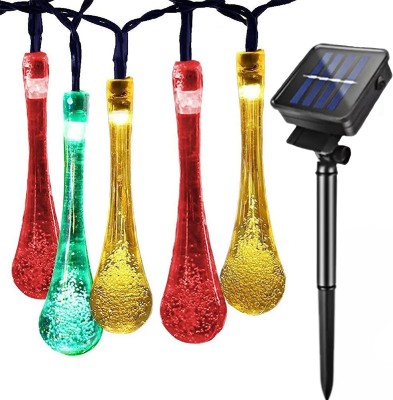 Epyz Solar lamp for Home String Lights 30 LED Decorative Lighting Crystal Water Drop for Garden, Home, Patio, Lawn, Party,Holiday,Indoor,Outdoor, Party Decorations Waterproof [ 20FT-Multi Color ] Solar Light Set(Free Standing Pack of 1)