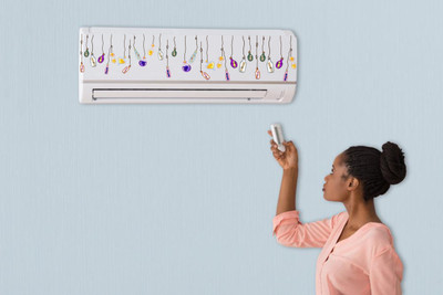 K2A Decor 20 cm Multi Color Decorative Air conditioner Sticker Self Adhesive Sticker(Pack of 1)