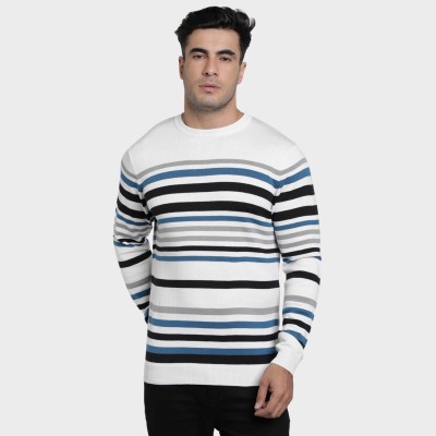 RED TAPE Woven Round Neck Casual Men White Sweater