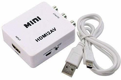 TERABYTE MINI HDMI TO AV Converter Full HD Video 720/1080p UP Scaler Selector Box Media Streaming Device(White)