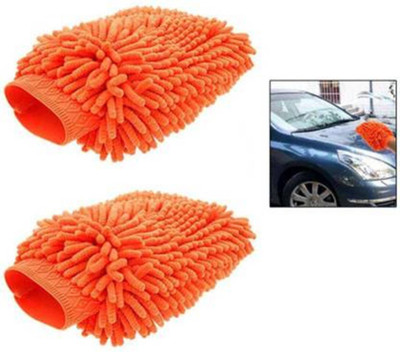 FOZIA Microfiber Vehicle Washing  Hand Glove(Pack Of 2)