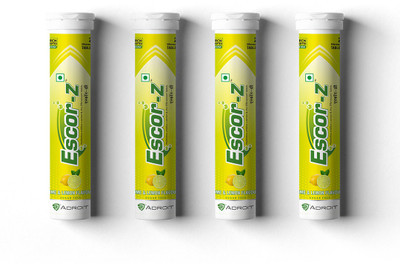 ESCOR-Z Effervescent Vitamin C,Lime and Lemon Flavour,Pack of 4(4 x 20 Tablets)