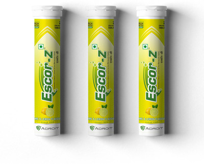 ESCOR-Z Effervescent Vitamin C,Lime and Lemon Flavour,Pack of 3(3 x 20 Tablets)