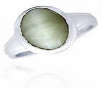 RATAN BAZAAR Cats Eye Ring 6.25 ratti Stone Unheated & Untreated Precious stone Lab Certified for unisex Stone Cat's Eye Silver Plated Ring