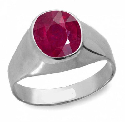 KUNDLI GEMS Ruby ring Natural 6.75 carat stone Manik Precious stone Lab Certified & Astrological Purpose for men & women Stone Ruby Silver Plated Ring