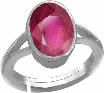 RATAN BAZAAR Ruby Ring Original Stone 6.25 ratti Manik Certified Effective Stone Astrological purpose for men & women Stone Ruby Silver Plated Ring