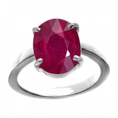 KUNDLI GEMS Ruby Ring Stone 6.00 ratti Manik Effective Precious Stone Certified & Astrological Purpose for unisex Stone Ruby Silver Plated Ring