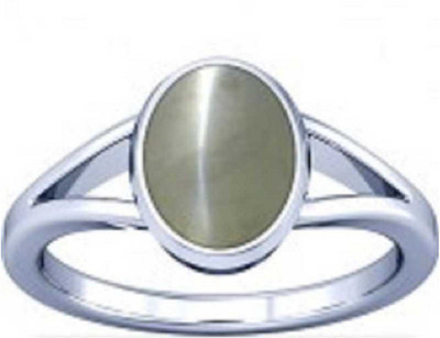 KUNDLI GEMS Stone Cat's Eye Silver Plated Ring