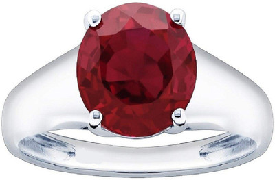 RATAN BAZAAR Ruby Ring Natural Stone 5.5 carat Manik Unheated & Untreated effective Good Quality stone Astrological Purpose for unisex Stone Ruby Silver Plated Ring