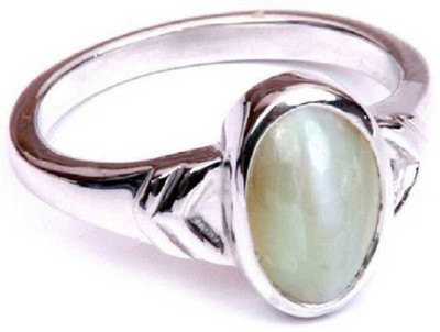 KUNDLI GEMS Stone Cat's Eye Silver Plated Ring