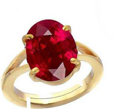 KUNDLI GEMS Ruby ring Natural 6.75 carat stone Manik Precious stone Lab Certified & Astrological Purpose for men & women Stone Ruby Gold Plated Ring