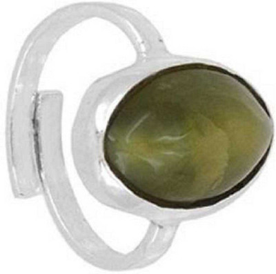 RATAN BAZAAR Cats Eye Ring 6.25 ratti Stone Unheated & Untreated Precious stone Lab Certified for unisex Stone Cat's Eye Silver Plated Ring