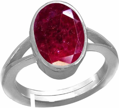 RATAN BAZAAR Stone Ruby Silver Plated Ring