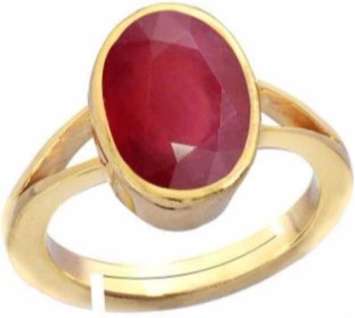 KUNDLI GEMS Ruby ring Natural 6.75 carat stone Manik Precious stone Lab Certified & Astrological Purpose for men & women Stone Ruby Gold Plated Ring