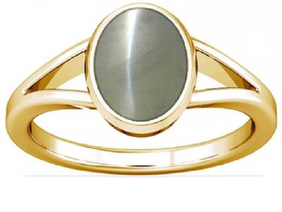 RATAN BAZAAR Cats Eye Ring 6.25 ratti Stone Unheated & Untreated Precious stone Lab Certified for unisex Stone Cat's Eye Gold Plated Ring