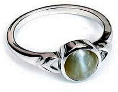 KUNDLI GEMS Stone Cat's Eye Silver Plated Ring