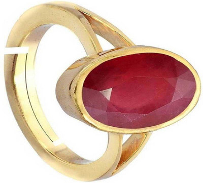 RATAN BAZAAR Ruby Ring Natural Stone 5.5 carat Manik Unheated & Untreated effective Good Quality stone Astrological Purpose for unisex Stone Ruby Gold Plated Ring