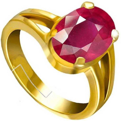 KUNDLI GEMS Stone Ruby Gold Plated Ring