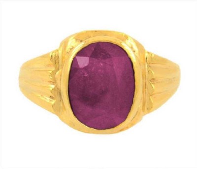 RATAN BAZAAR Ruby Ring Stone 6.00 ratti Manik Effective Precious Stone Certified & Astrological Purpose for unisex Stone Ruby Gold Plated Ring