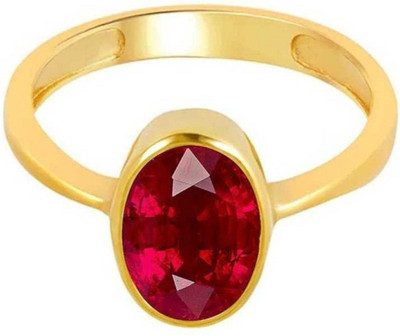KUNDLI GEMS Stone Ruby Gold Plated Ring