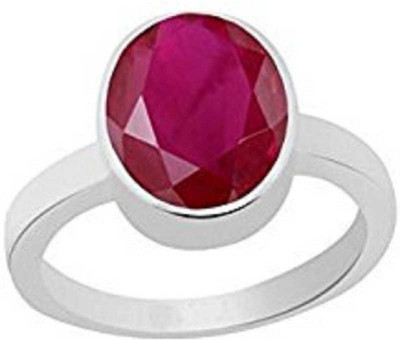 RATAN BAZAAR Stone Ruby Silver Plated Ring