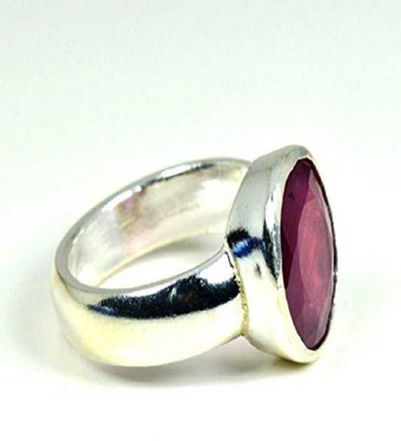 RATAN BAZAAR Stone Ruby Silver Plated Ring