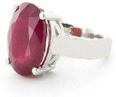 KUNDLI GEMS Stone Ruby Silver Plated Ring