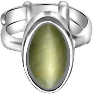 KUNDLI GEMS Stone Cat's Eye Silver Plated Ring
