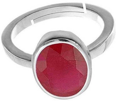 RATAN BAZAAR Stone Ruby Silver Plated Ring