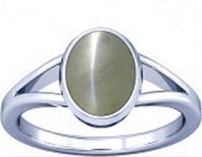 RATAN BAZAAR Cats Eye Stone ring 6.25 ratti Lehsuniya stone Precious Astrological Purpose stone for unisex Stone Cat's Eye Silver Plated Ring