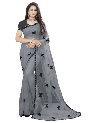 Fashion Day Self Design Bollywood Net Saree(Grey)
